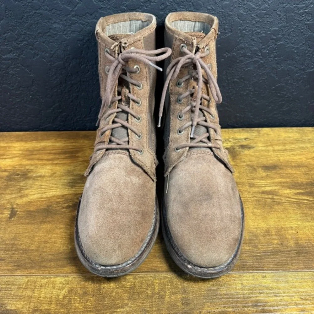Caterpillar P717741 Brown Suede Canvas Combat Work Boots‎ Mens 11